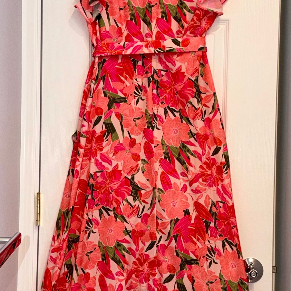 Ava & Aiden Vibrant Pink Floral Maxi Dress